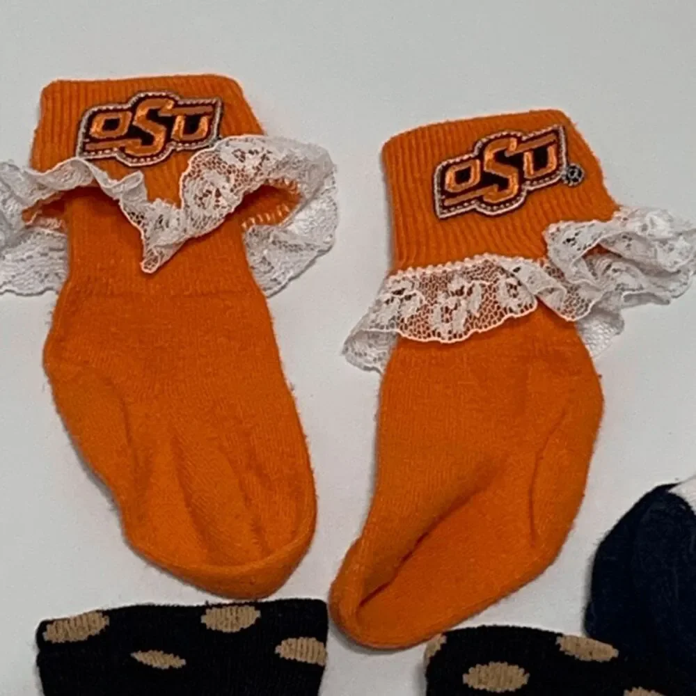 4 pair Little Girl Socks - includes Oklahoma State University